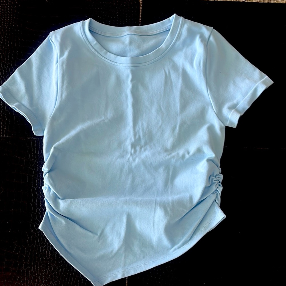 Blue Short Sleeve Tee with Crew Neck and Relaxed Fit